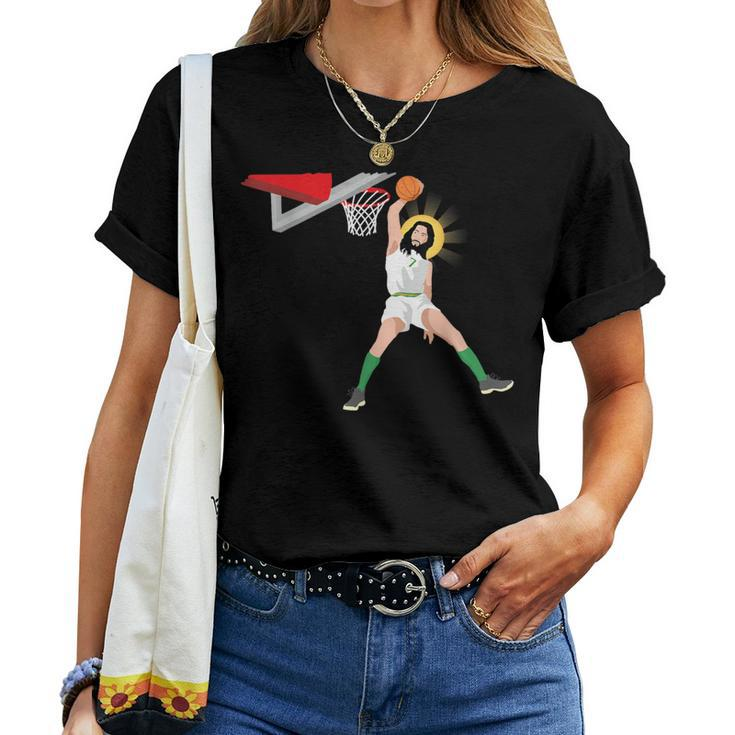 Basketball Jesus Christian Humor Slam Dunk Women T-shirt