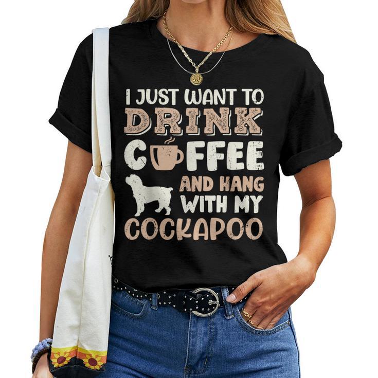 Cockapoo Drink Coffee Hand With Dog Mom Women T-shirt