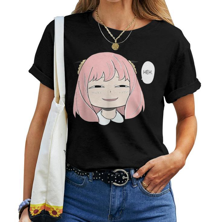 A Cute Girl Emotion Smile Heh For Family Holidays Women T-shirt