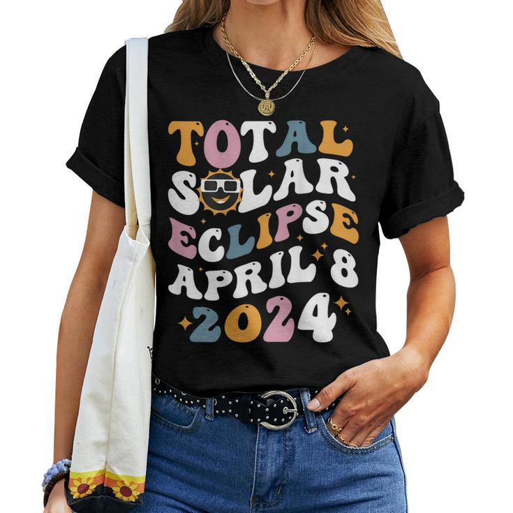 Groovy Total Solar Eclipse 2024 Cute Solar Eclipse Women T-shirt