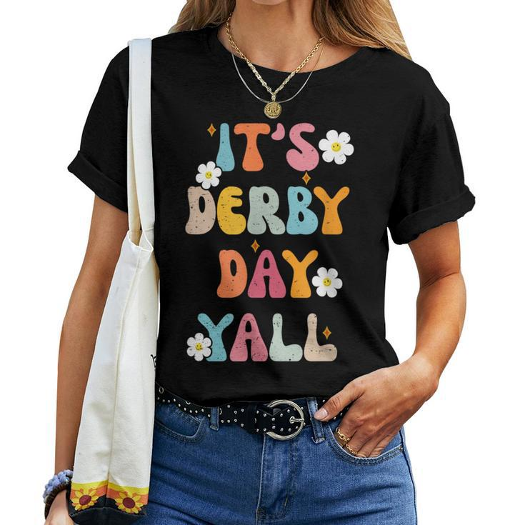 Horse Racing Groovy It's Derby Day Yall Ky Derby Horse Women T-shirt