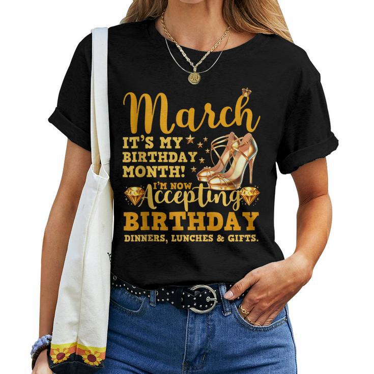 March It's My Birthday Month Birthday Shoe Girl Woman Women T-shirt