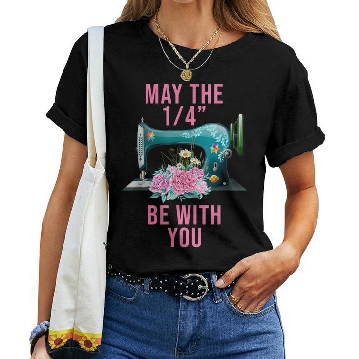 May The 14 Be With You Flower Sewing Machine Quilting Women T-shirt