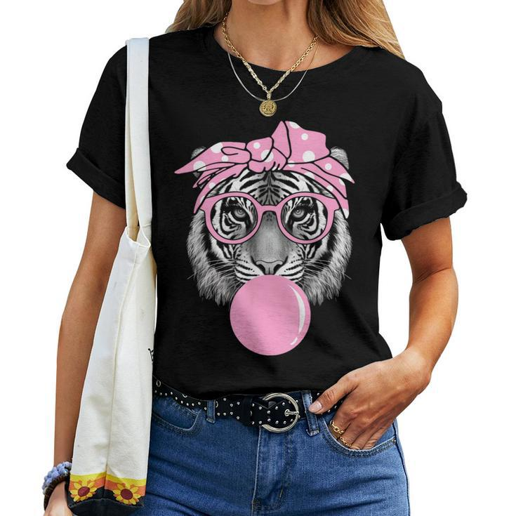 Pink Tiger For Girl Glasses & Pink Bubble Gum Women T-shirt