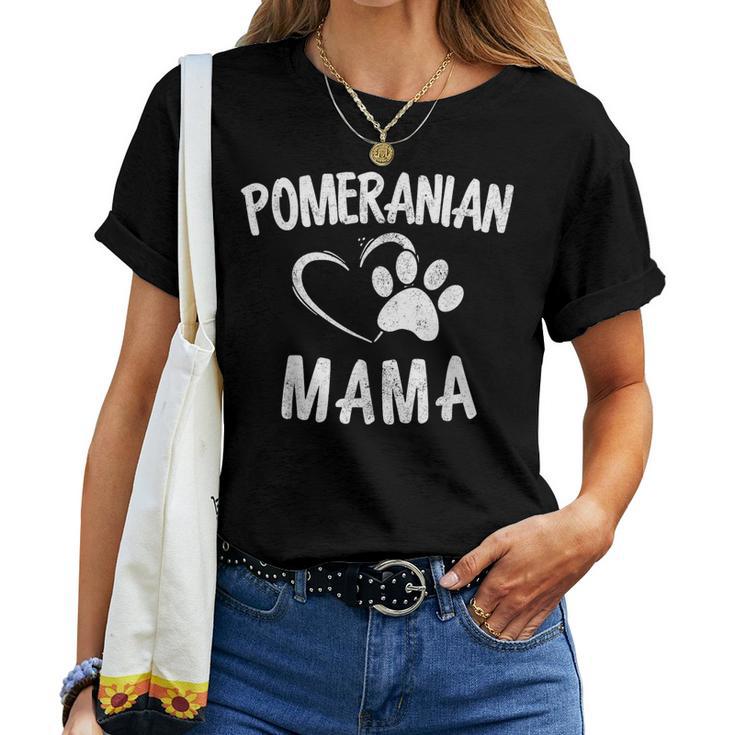 Pomeranian Mama Pet Lover Apparel Dog Pom Mom Women T-shirt