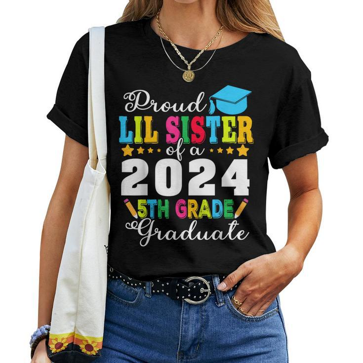 Proud Lil Sister Of A Class Of 2024 5Th Grade Graduate Women T-shirt