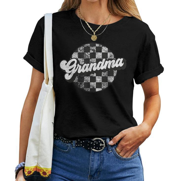 Retro Checkered Grandma Race Vintage Matching Family Women T-shirt