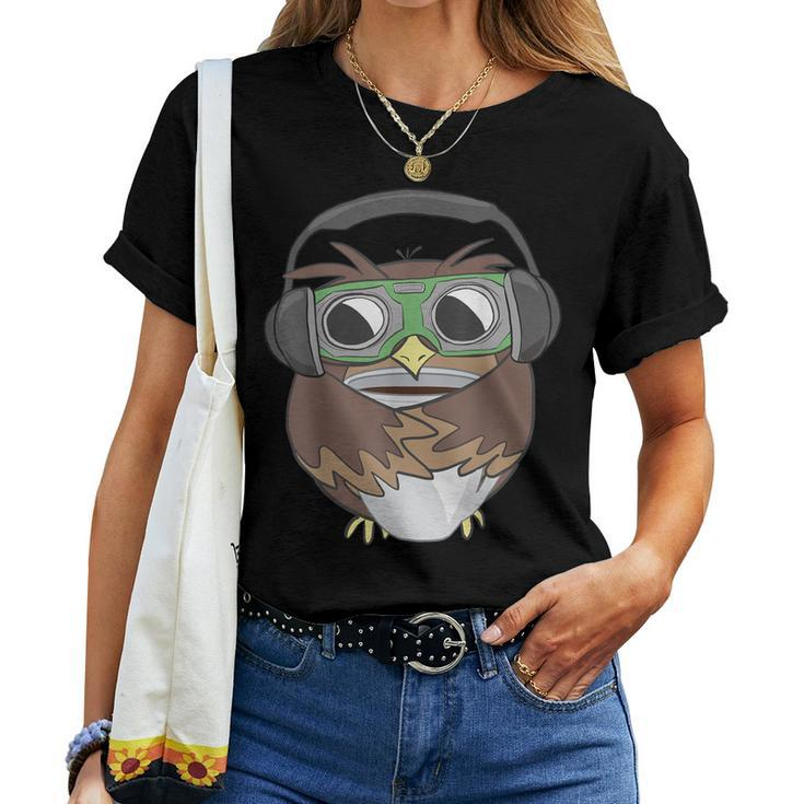 Sarcastic Coffee & Owl Lovers Cute Vintage Gamer Women T-shirt