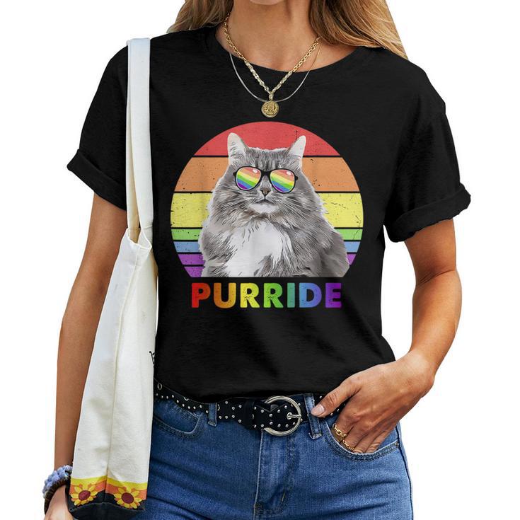 Siberian Cat Rainbow Gay Pride Lgbtq Women T-shirt