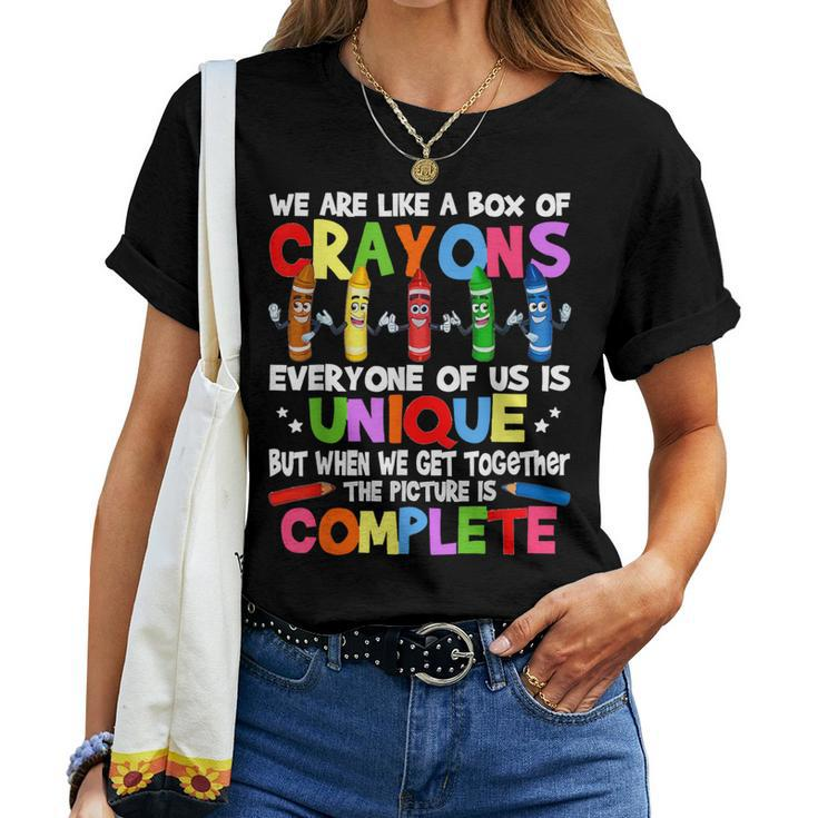 Teacher We Are Like A Box Of Crayons Humor Women T-shirt
