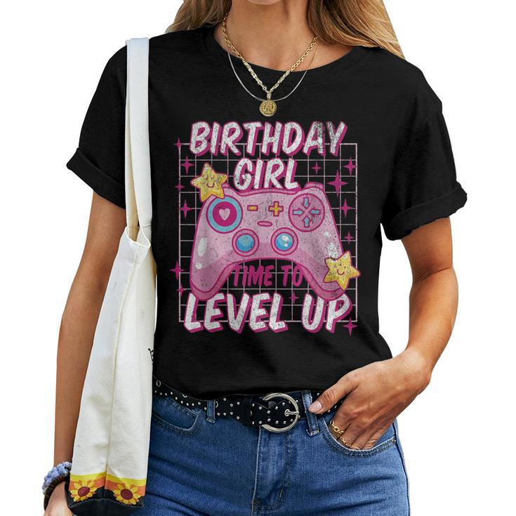 Gamer Girl Birthday Level Up Video Games Cute Kawaii Retro Women T-shirt