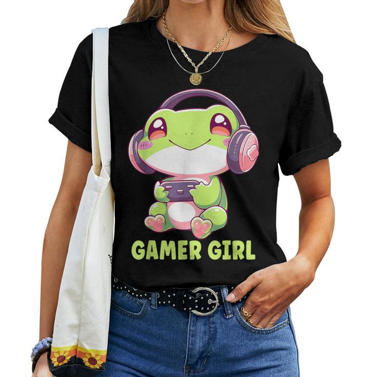 Gamer Girl Frog Gaming Kawaii Anime Gamer Frog Girls Women Women T-shirt