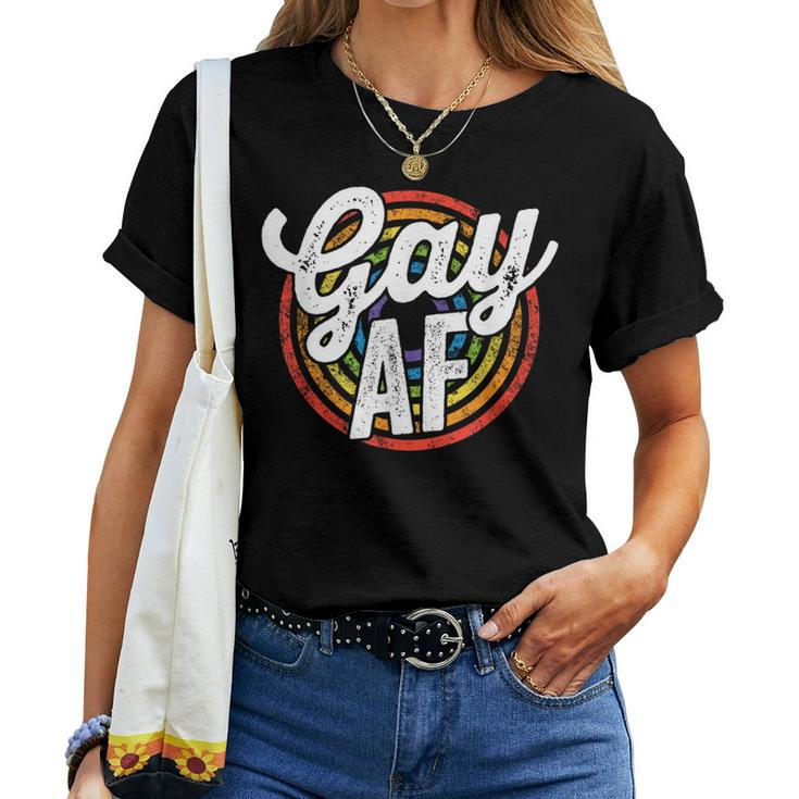 Gay Af Lgbt Pride Rainbow Flag March Rally Protest Equality Women T-shirt