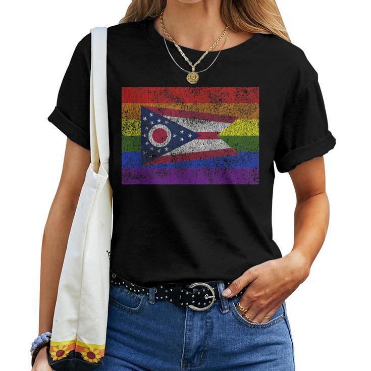 Gay Ohio Rainbow Flag For Lesbian Gay Pride Women T-shirt