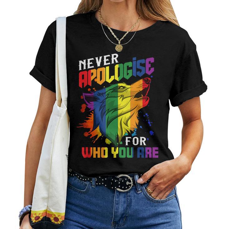 Gay Wolfs Rainbow Wolfs Skin Gay Pride Lgbt Women T-shirt