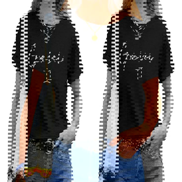 Gemini Sign Trendy Minimalist Zodiac Womens Women T-shirt