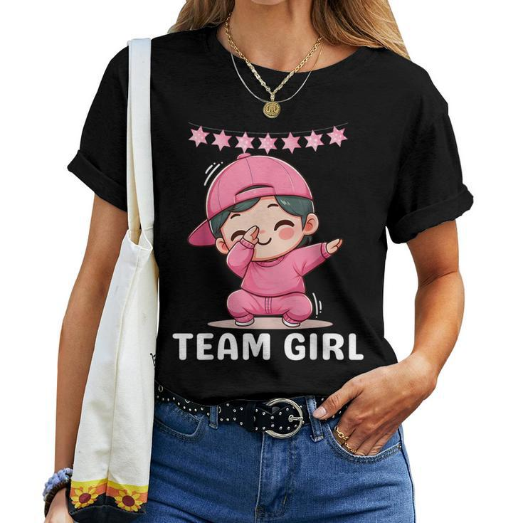 Gender Reveal Party Team Girl Dabbing Cute Baby Pink Teams Women T-shirt