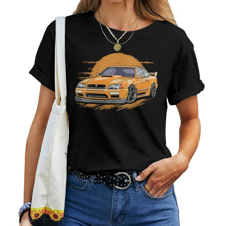 Girl Jdm Japanese Drift Car Vintage Sunset Graphic Night Women T-shirt