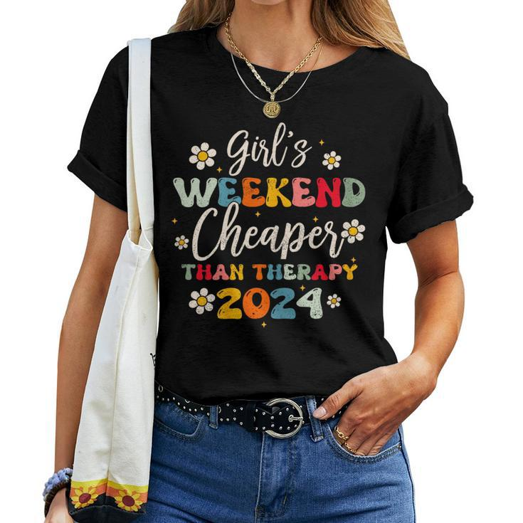 Girls Weekend 2024 Cheaper Than A Therapy Matching Girl Trip Women T-shirt