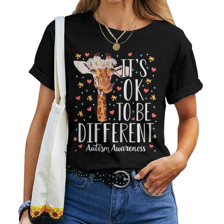 Girls Autism Giraffe It's Ok To Be Different Autistic Women T-shirt