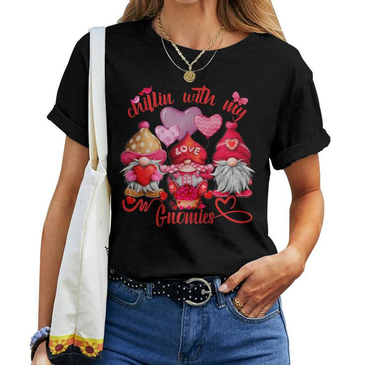 Gnomes Valentines Day T Girl Cute Heart Graphic Women T-shirt
