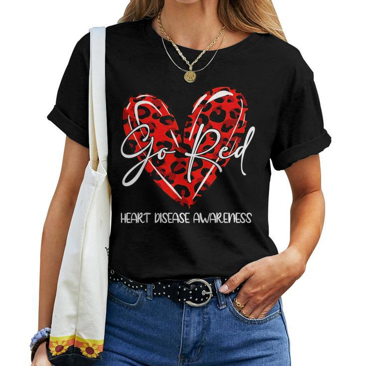 Go Red For Heart Disease Awareness Month Leopard Women T-shirt