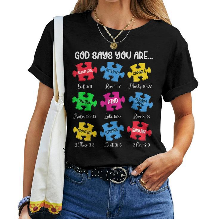 God Says You Are Bible Verses Christian Autism Awareness Women T-shirt