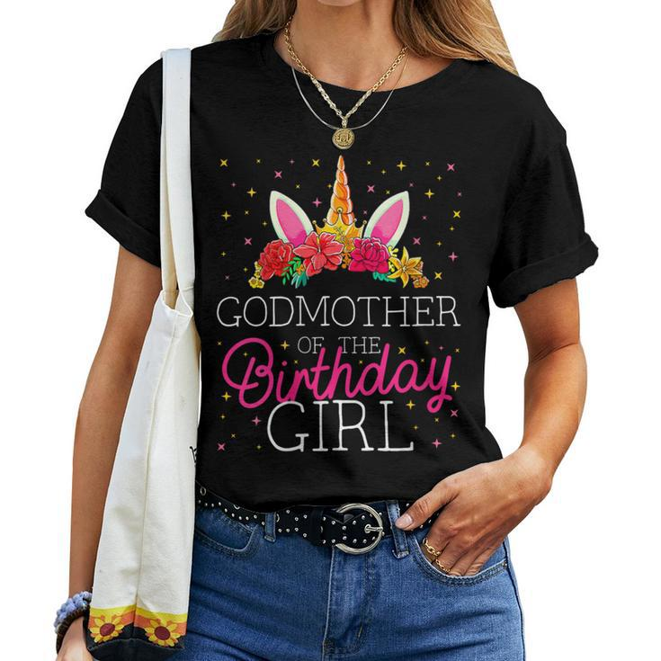 Godmother Of The Birthday Girl Unicorn Godparents Matching Women T-shirt