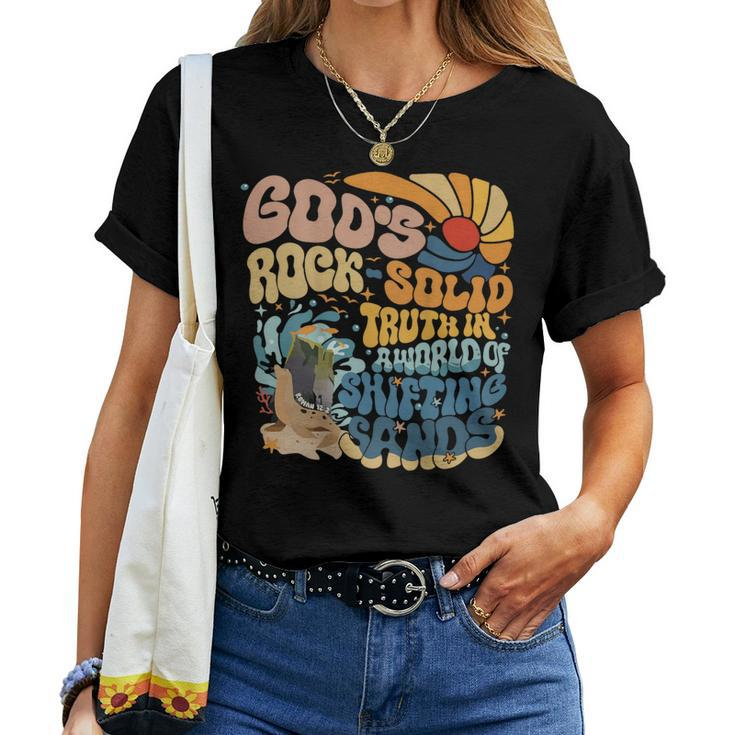 God's Rock-Solid Retro Beach Vbs 2024 Christian On Back Women T-shirt