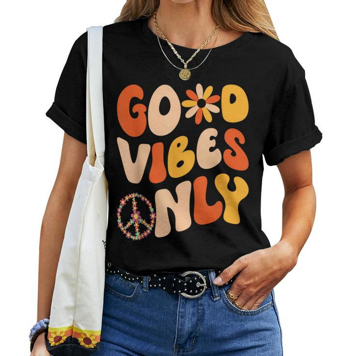 Good Vibes Only Peace Love 60S 70S Tie Dye Groovy Hippie Women T-shirt