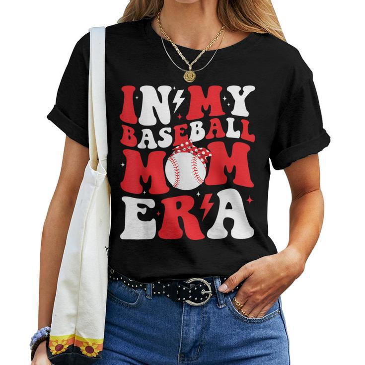 Groovy In My Baseball Mom Era Mother Game Day Women T-shirt