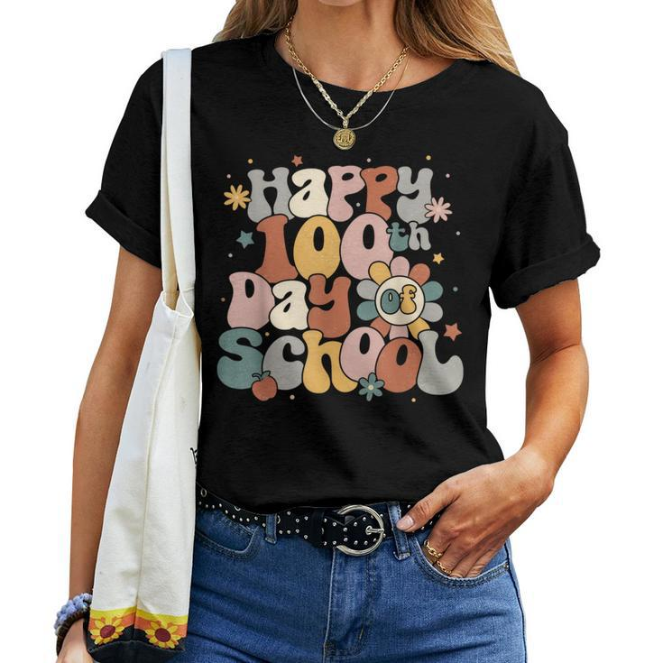 Groovy Happy 100Th Day Of School For Teacher Student Women T-shirt