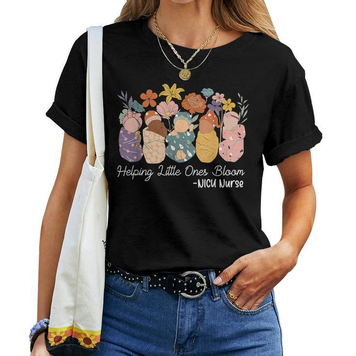 Groovy Helping Little Ones Bloom Babies Flower Nicu Nurse Women T-shirt
