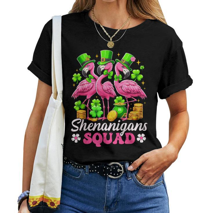 Groovy Shenanigan Squad Irish Flamingo St Patrick's Day Women T-shirt