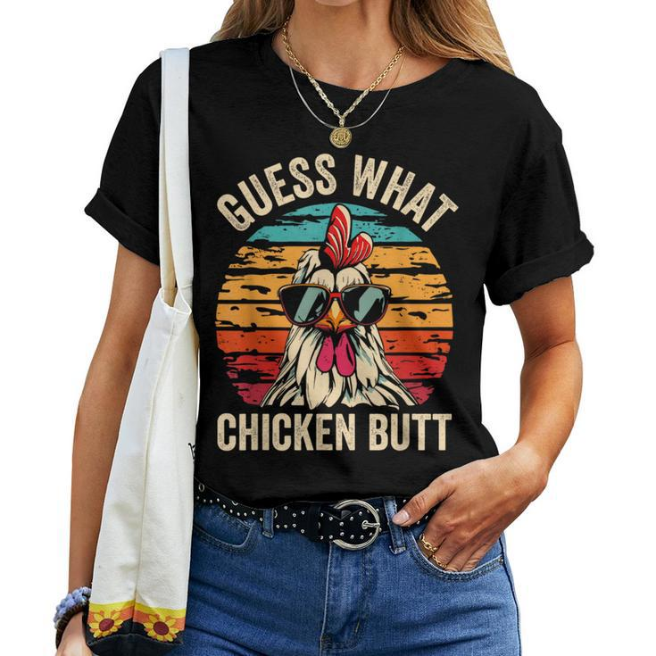 Guess What Chicken Butt Retro Vintage Chicken Meme Women T-shirt