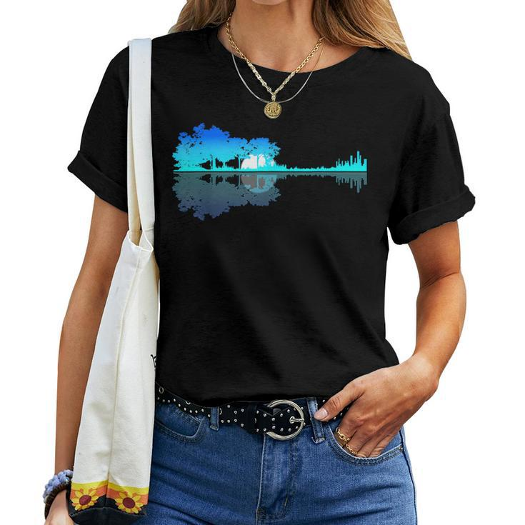 Guitar Lake Shadow Love Guitar Musician For Women Women T-shirt