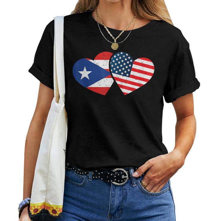 Half American Puerto Rican Girl Usa Puerto Rico Flag Boricua Women T-shirt