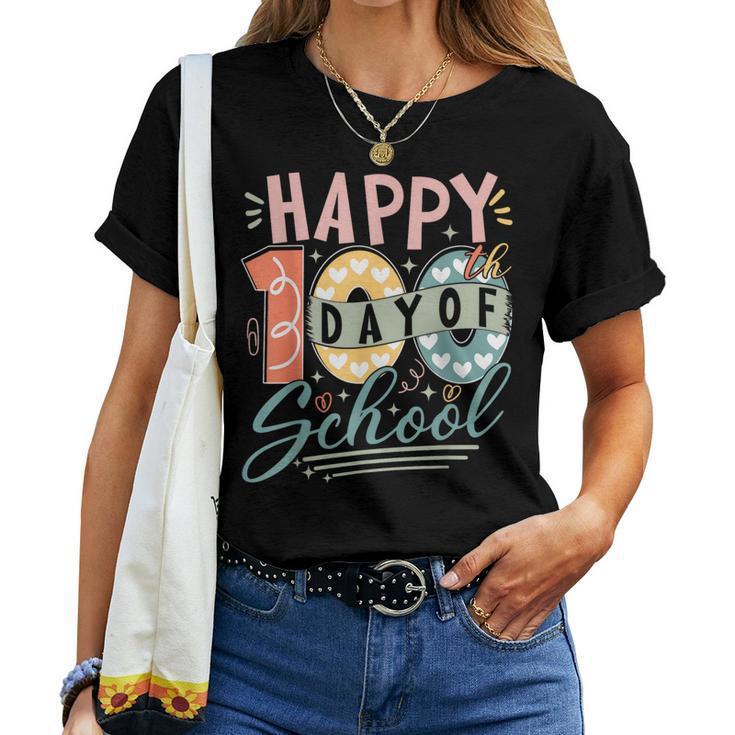 Happy 100Th Day Of School 100 Days Of School Teacher Student Women T-shirt