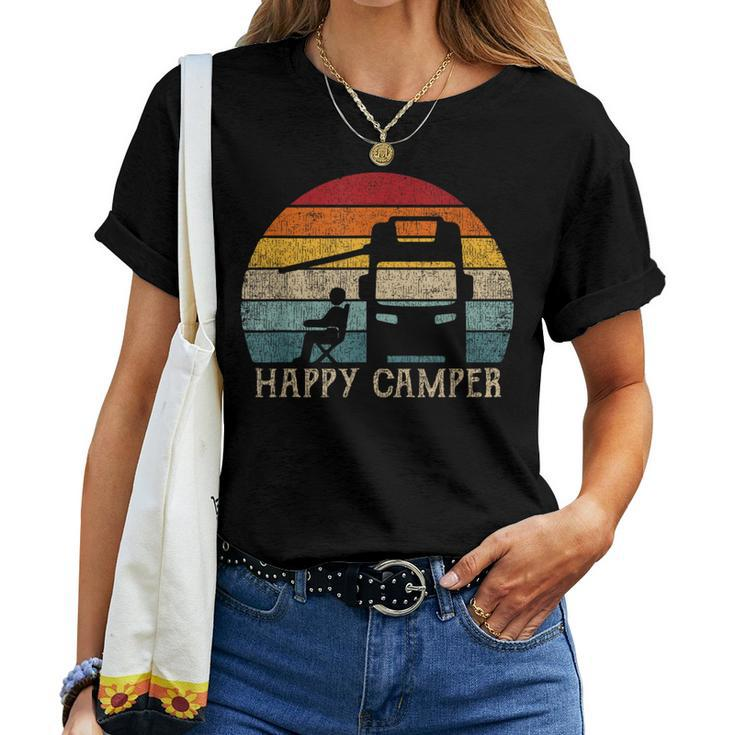Happy Camper Rv Camping Retro Sun 70S 80S Women T-shirt