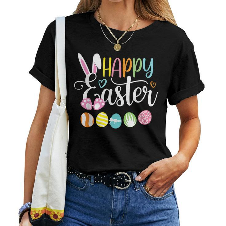 Happy Easter Rabbit Bunny Face Egg Easter Day Girls Women T-shirt