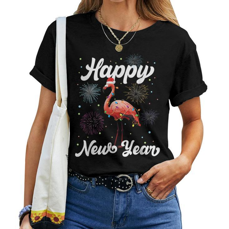 Happy New Year Flamingo Lover New Years Day Family Matching Women T-shirt