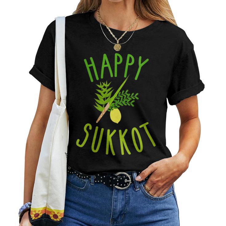 Happy Sukkot Four Species Jewish Holiday Israel Sukkah Women T-shirt