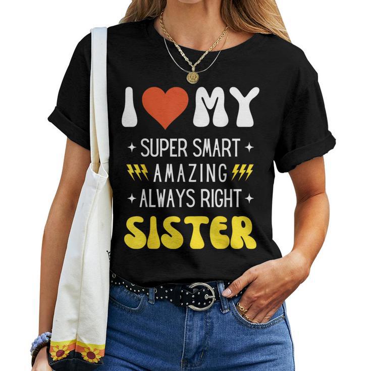 I Heart Love My Sister Family Matching Retro Women T-shirt