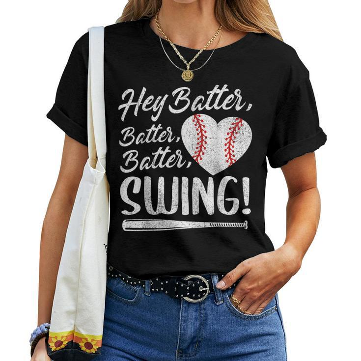 Hey Batter Swing Baseball Heart Mom Cute Women's Women T-shirt