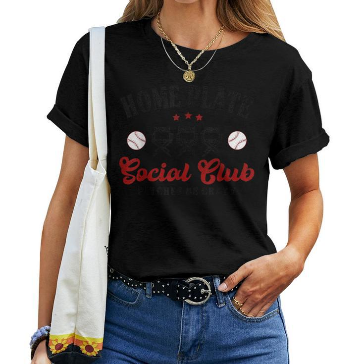 Home Plate Social Club Pitches Be Crazy Baseball Mom Womens Women T-shirt
