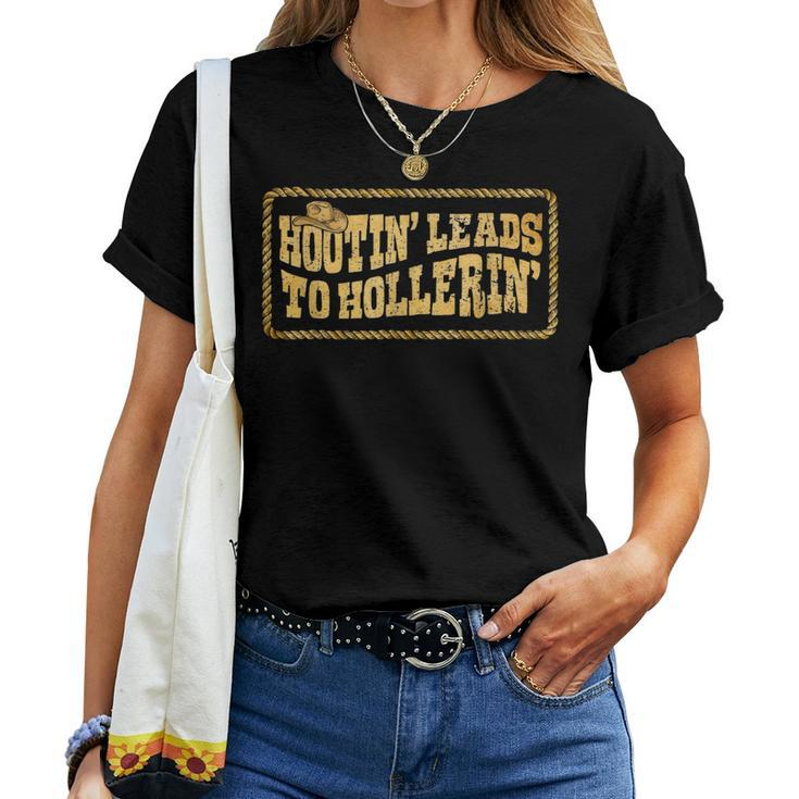 Hootin Leads To Hollerin' Cowboy Groovy Men Women T-shirt
