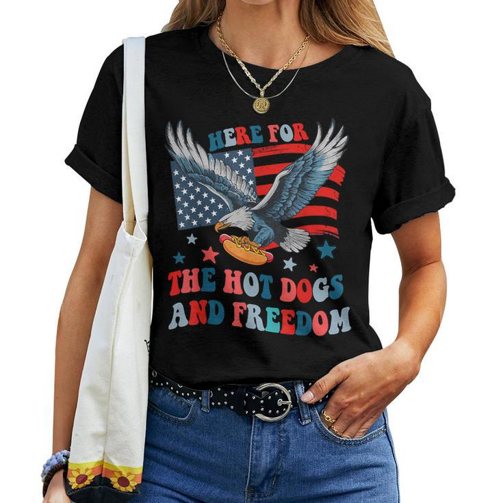 Here For The Hot Dogs And Freedom 4Th Of July Boys Girls Women T-shirt
