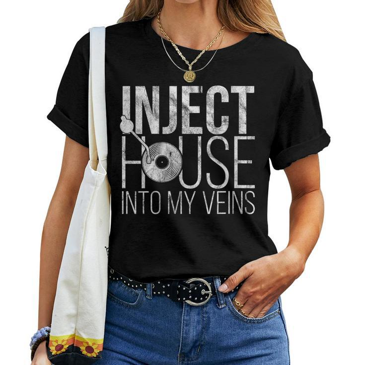 House Music Lovers Quote Edm Vinyl Dj Turntable Women T-shirt