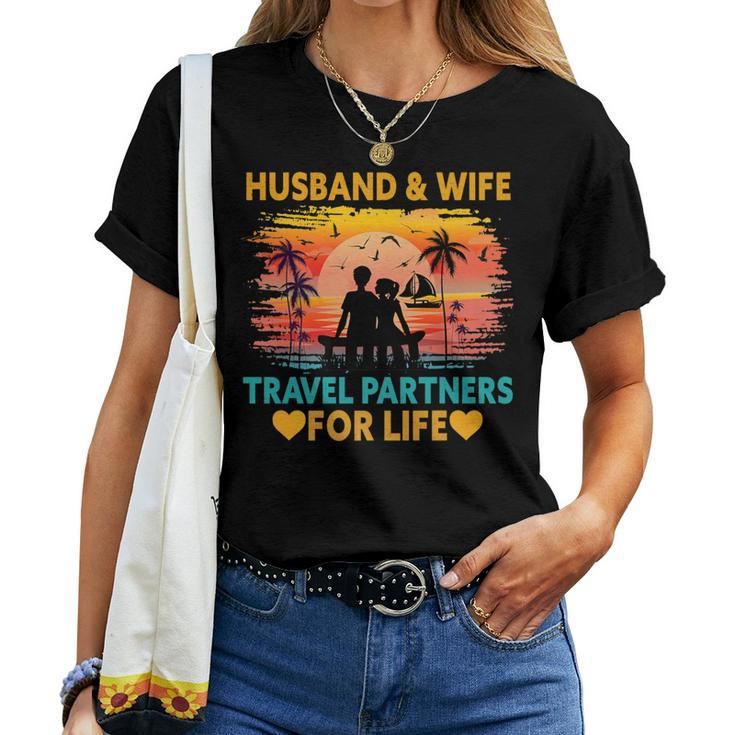 Husband And Wife Travel Partners For Life Beach Traveling Women T-shirt