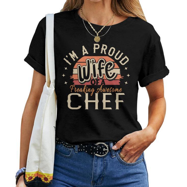 I'm A Proud Wife Of A Freaking Awesome Chef Vintage Women T-shirt